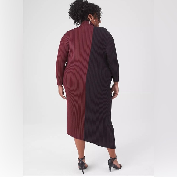 Mock-Neck Asymmetrical Colorblock Sweater Dress (LIKE NEW-WORN ONCE) - Picture 2 of 2